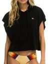 Aviator Nation Logo Embroidery Sleeveless Crop Hoodie In Black In Black