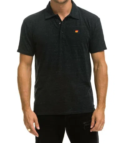 Aviator Nation Logo Polo Shirt In Charcoal In Black