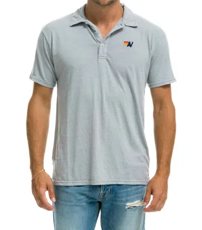 Aviator Nation Logo Polo Shirt In Light Grey