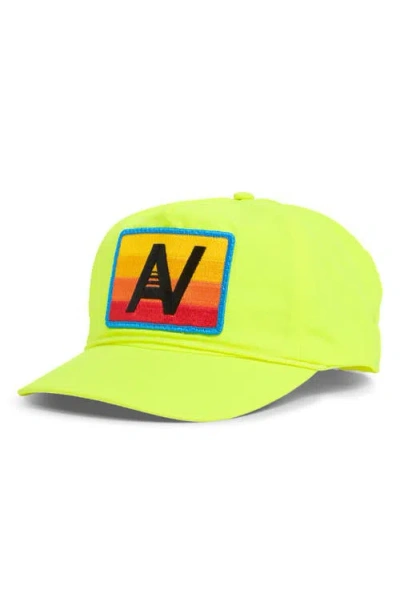 Aviator Nation Logo Rainbow Baseball Cap In Neon Yellow
