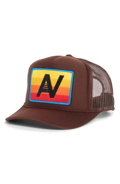 Aviator Nation Logo Rainbow Trucker Hat In Burgundy
