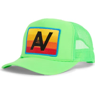 Aviator Nation Logo Rainbow Trucker Hat In Green