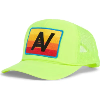 Aviator Nation Logo Rainbow Trucker Hat In Green