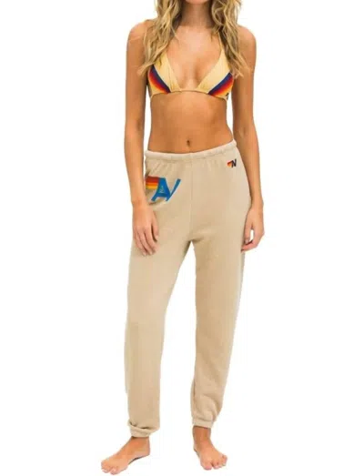 Aviator Nation Logo Stitch Sweatpants In Sand In Blue