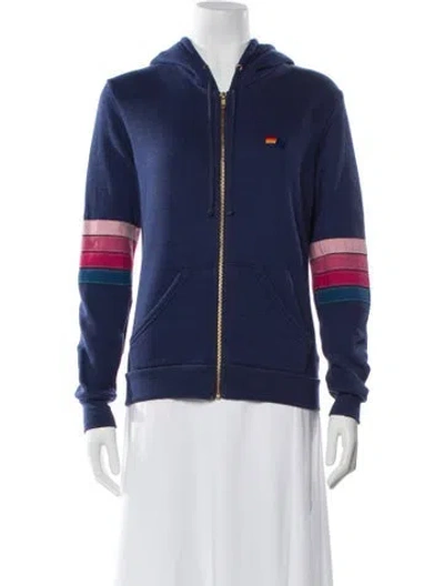 Pre-owned Aviator Nation Long Sleeve Hoodie In Blue