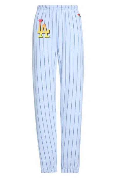 Aviator Nation Los Angeles Dodgers Pinstriped Sweatpants In Blue