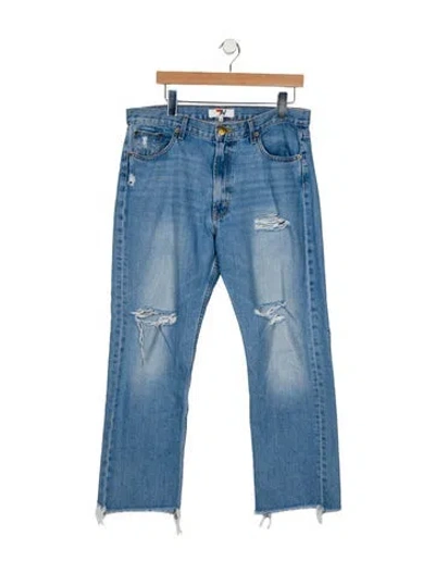 Pre-owned Aviator Nation Low-rise Straight Leg Jeans In Blue