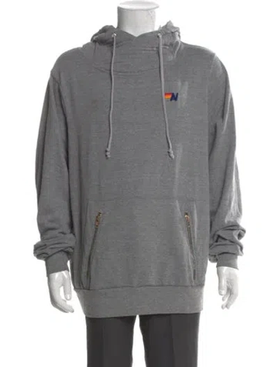 Pre-owned Aviator Nation Mock Neck Long Sleeve Hoodie In Gray