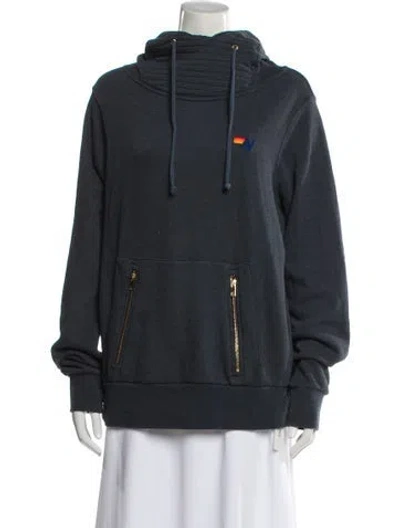 Pre-owned Aviator Nation Mock Neck Long Sleeve Hoodie In Gray