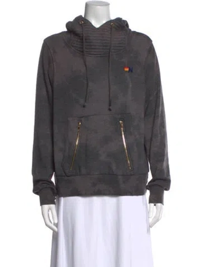 Pre-owned Aviator Nation Mock Neck Long Sleeve Hoodie In Gray