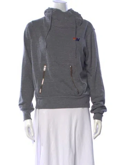 Pre-owned Aviator Nation Mock Neck Long Sleeve Hoodie In Gray