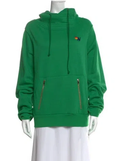 Pre-owned Aviator Nation Mock Neck Long Sleeve Hoodie In Green