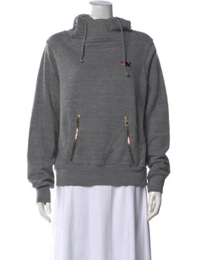 Pre-owned Aviator Nation Mock Neck Long Sleeve Hoodie In Grey