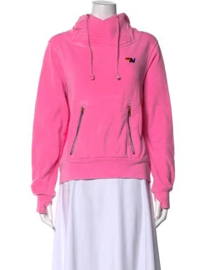 Pre-owned Aviator Nation Mock Neck Long Sleeve Hoodie In Pink