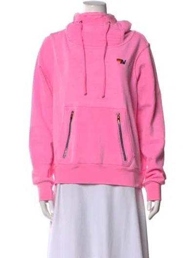 Pre-owned Aviator Nation Mock Neck Long Sleeve Hoodie In Pink