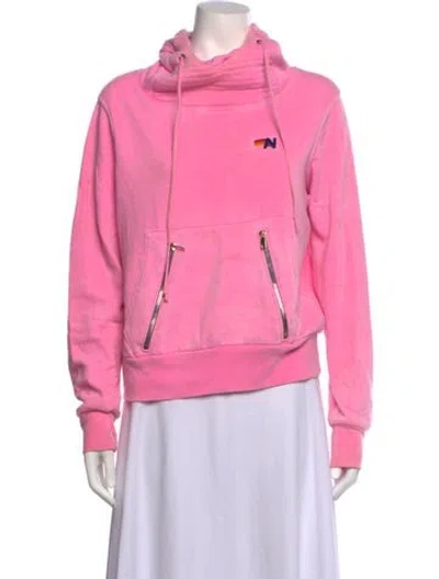 Pre-owned Aviator Nation Mock Neck Long Sleeve Hoodie In Pink