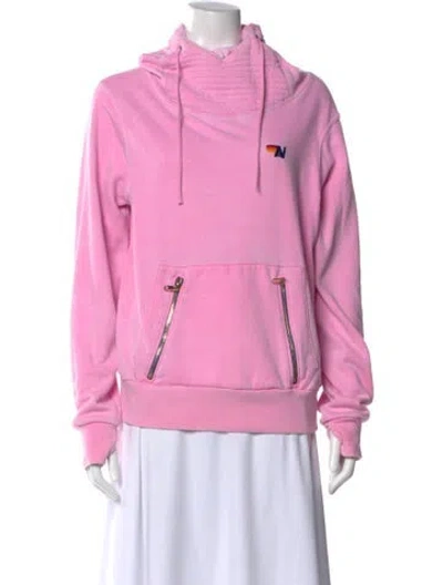 Pre-owned Aviator Nation Mock Neck Long Sleeve Sweatshirt In Pink