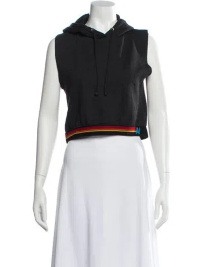 Pre-owned Aviator Nation Mock Neck Sleeveless Crop Top In Black