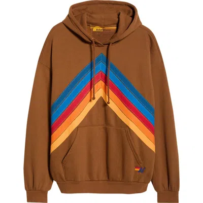 Aviator Nation Mountain Stitch Chevron Hoodie In Brown