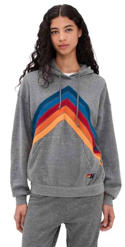 Aviator Nation Mountain Stitch Chevron Hoodie Heather Grey In Gray