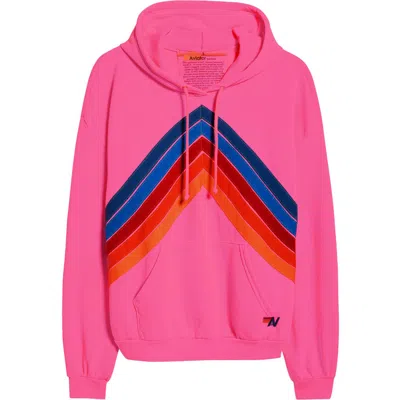 Aviator Nation Mountain Stitch Chevron Hoodie In Pink