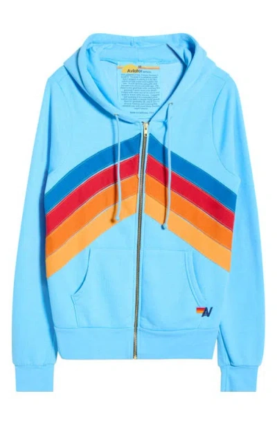 Aviator Nation Mountain Stitch Chevron Zip Hoodie In Blue