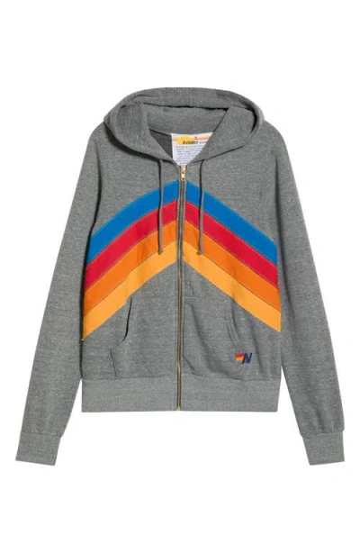Aviator Nation Mountain Stitch Chevron Zip Hoodie In Gray