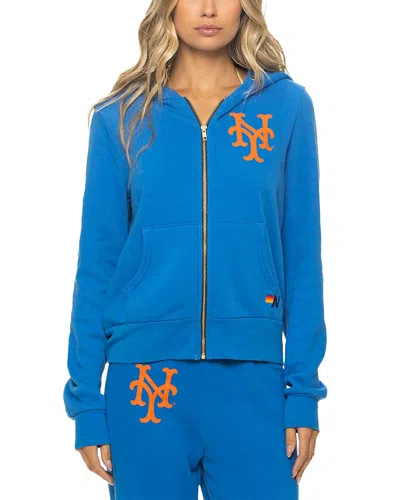 Aviator Nation Ny Mets 2026 Graphic Zip Front Hoodie In Ocean