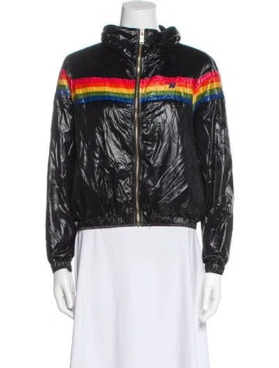 Pre-owned Aviator Nation Nylon Biker Jacket In Black