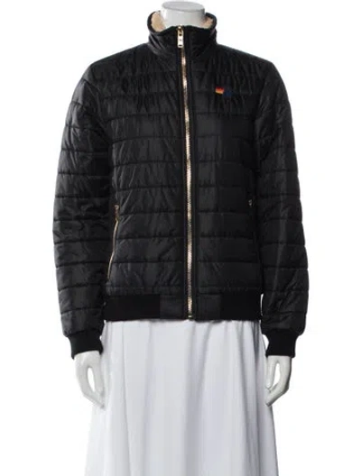 Pre-owned Aviator Nation Nylon Bomber Jacket In Black