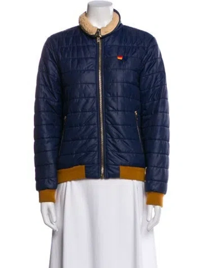 Pre-owned Aviator Nation Nylon Bomber Jacket In Blue