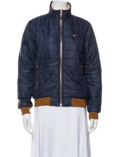 Pre-owned Aviator Nation Nylon Bomber Jacket In Blue