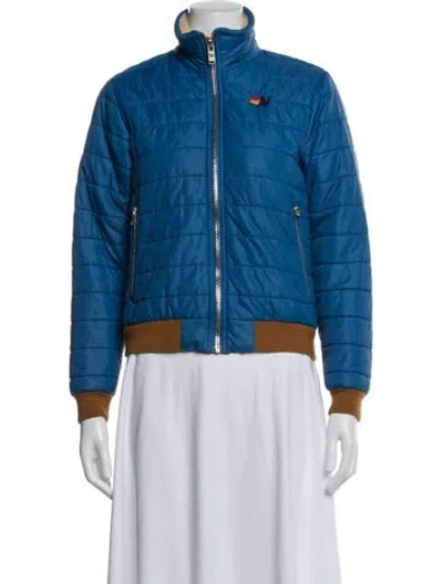 Pre-owned Aviator Nation Nylon Bomber Jacket In Blue
