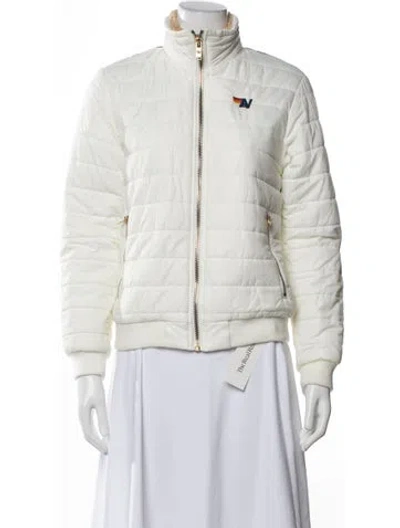 Pre-owned Aviator Nation Nylon Bomber Jacket In White