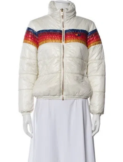 Pre-owned Aviator Nation Nylon Colorblock Pattern Down Jacket In Neutral