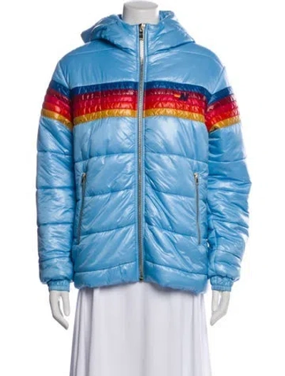 Pre-owned Aviator Nation Nylon Colorblock Pattern Jacket In Blue