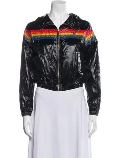 Pre-owned Aviator Nation Nylon Graphic Print Jacket In Black