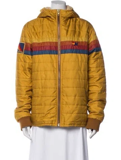 Pre-owned Aviator Nation Nylon Graphic Print Jacket In Yellow