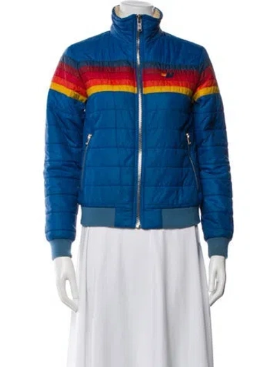 Pre-owned Aviator Nation Nylon Striped Bomber Jacket In Blue