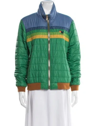 Pre-owned Aviator Nation Nylon Striped Bomber Jacket In Blue