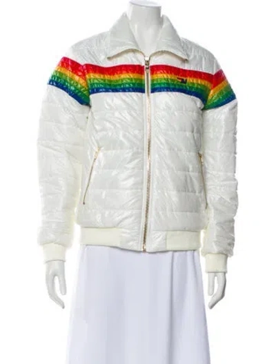 Pre-owned Aviator Nation Nylon Striped Bomber Jacket W/ Tags In Multi