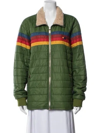 Pre-owned Aviator Nation Nylon Striped Jacket In Green