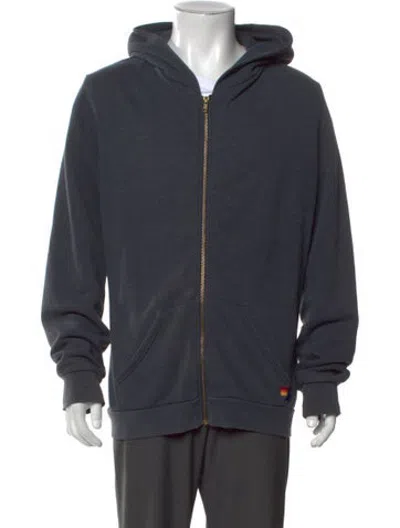 Pre-owned Aviator Nation Open Front Long Sleeve Hoodie In Blue