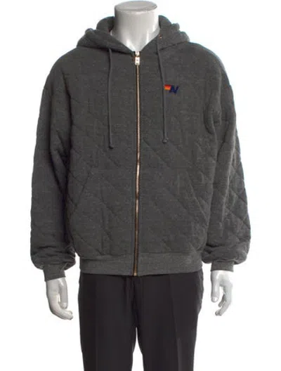 Pre-owned Aviator Nation Open Front Long Sleeve Hoodie In Grey