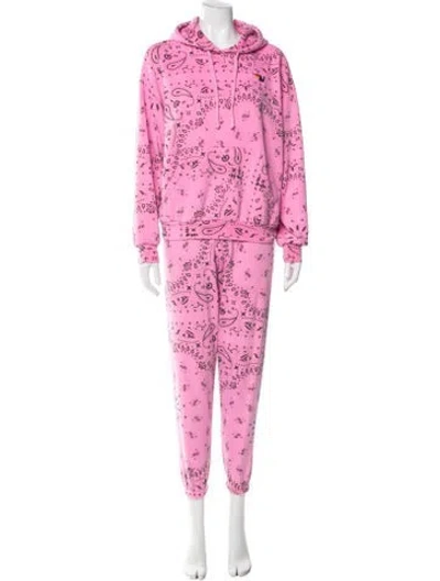 Pre-owned Aviator Nation Paisley Print Pant Set In Pink