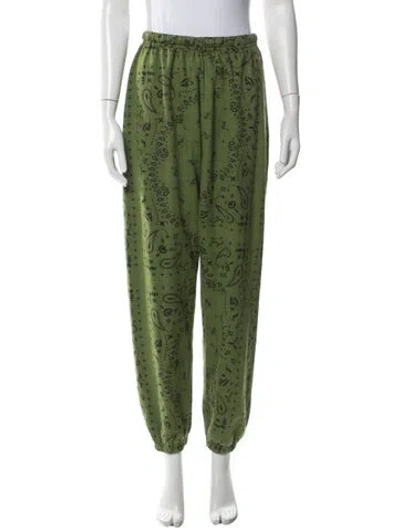 Pre-owned Aviator Nation Paisley Print Wide Leg Pants W/ Tags In Green