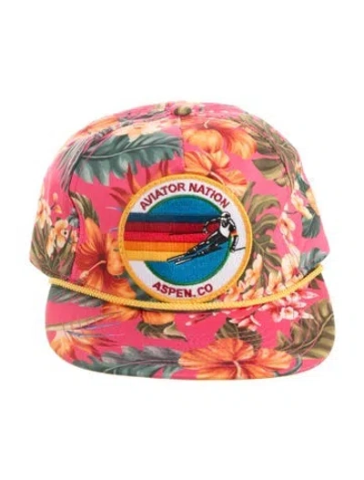 Pre-owned Aviator Nation Pattern Print Baseball Hat In Pink