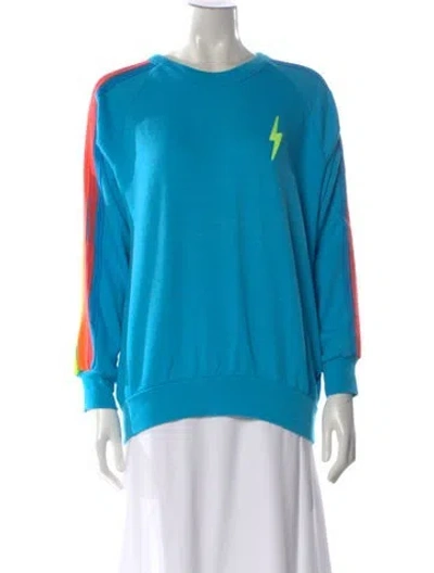 Pre-owned Aviator Nation Patterned Crew Neck Sweatshirt In Blue