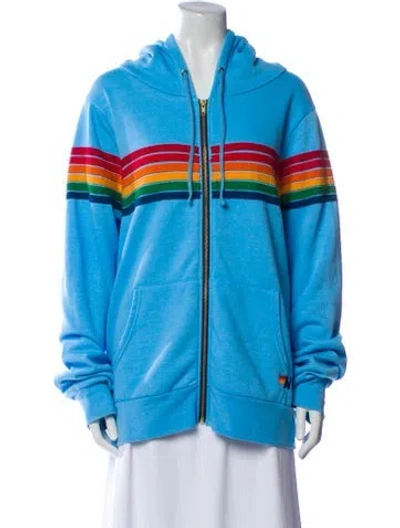 Pre-owned Aviator Nation Patterned Scoop Neck Sweatshirt In Blue