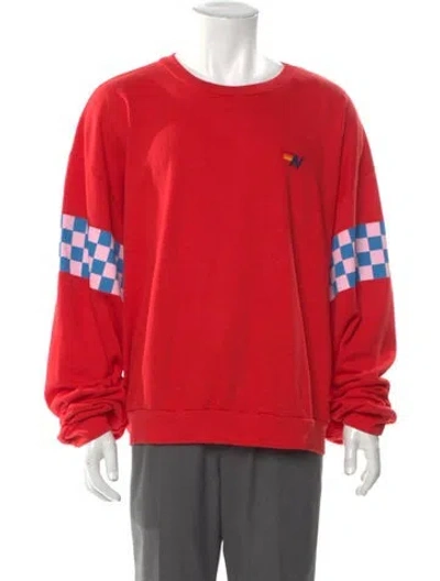 Pre-owned Aviator Nation Plaid Print Crew Neck Pullover In Red
